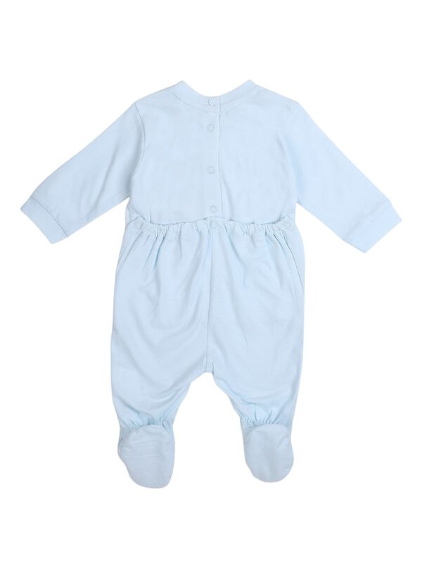 Boys Light Blue Nappy Opening Babysuit image number 1